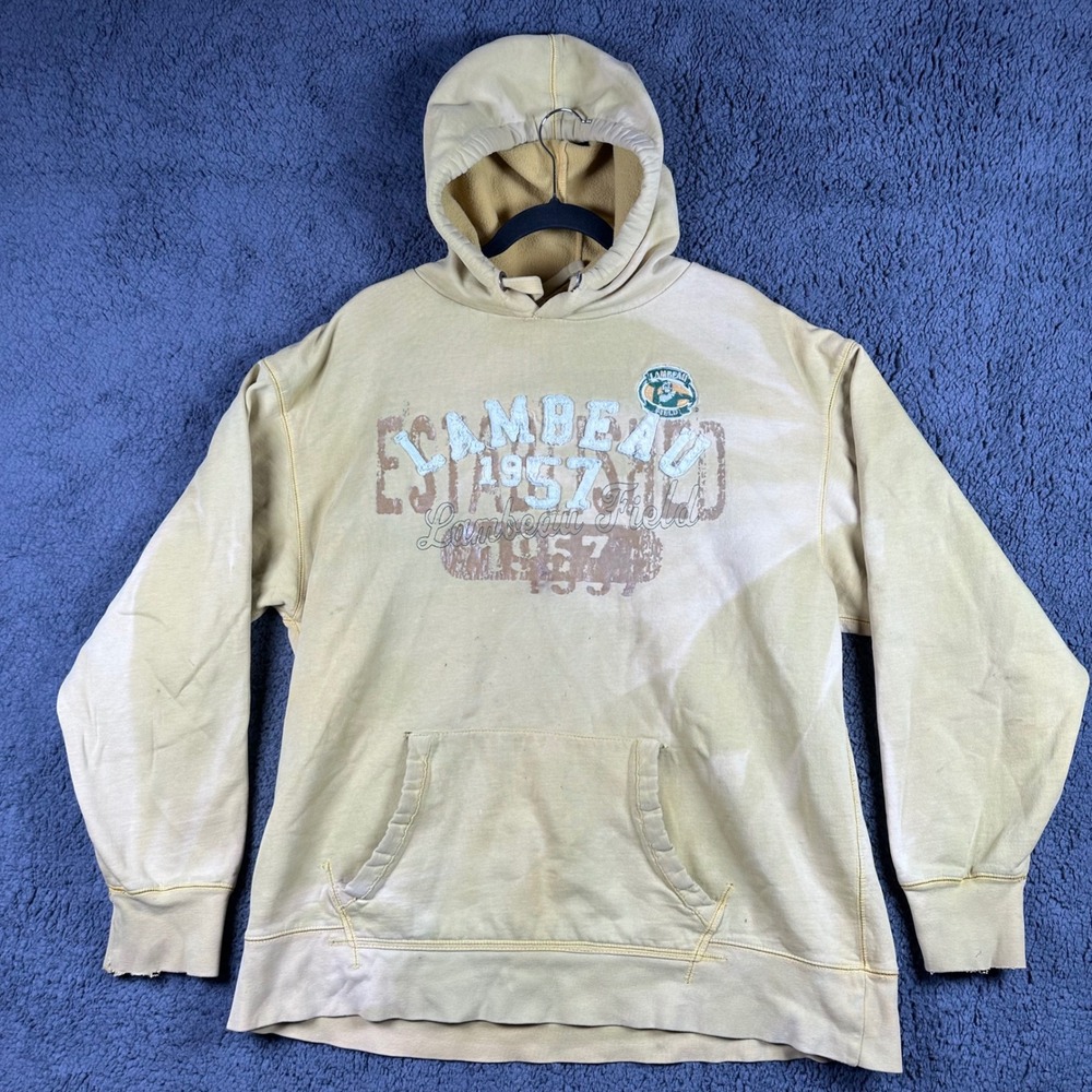 Lambeau Field‎ 1957 Green Bay Packers Hoodie Distressed Yellow Mens XL J America